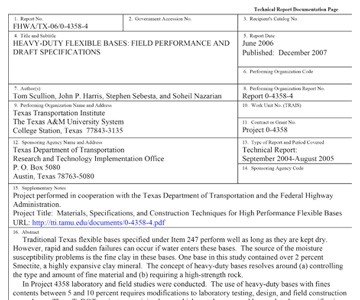 Heavy Duty Flexible Bases: Field Performance & Draft Specifications